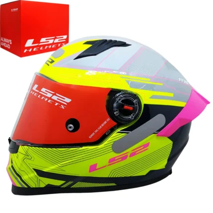 Ls2 Ff358 S Digital Preto Amarelo Com Spoiler