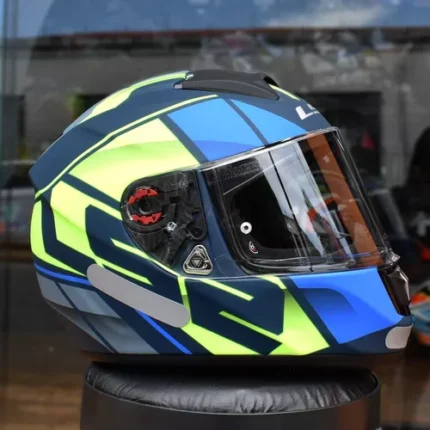 Capacete Ls2 Vecto Ff397 Kritpton Azul Amarelo Fosco Óculos
